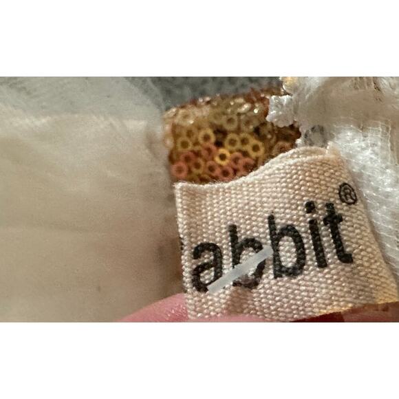 AiLe Rabbit Girls Dress Size 5T NWT Gold Sequin Bow Lace Tulle wedding baptism - Picture 4 of 9